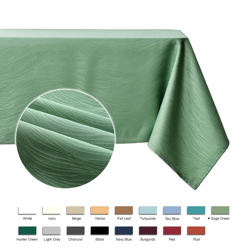 maxmill Jacquard Table Cloth Swirl Design Water Proof Wrinkle Free Heavy Weight Soft Tablecloth Decorative Fabric Table Cover for Outdoor and Indoor Use Rectangular 60 x 104 Inch Sage Green - Image 4
